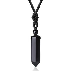 Crystal Necklace Rope Hexagonal Point Healing Crystal Natural Stone Pendant